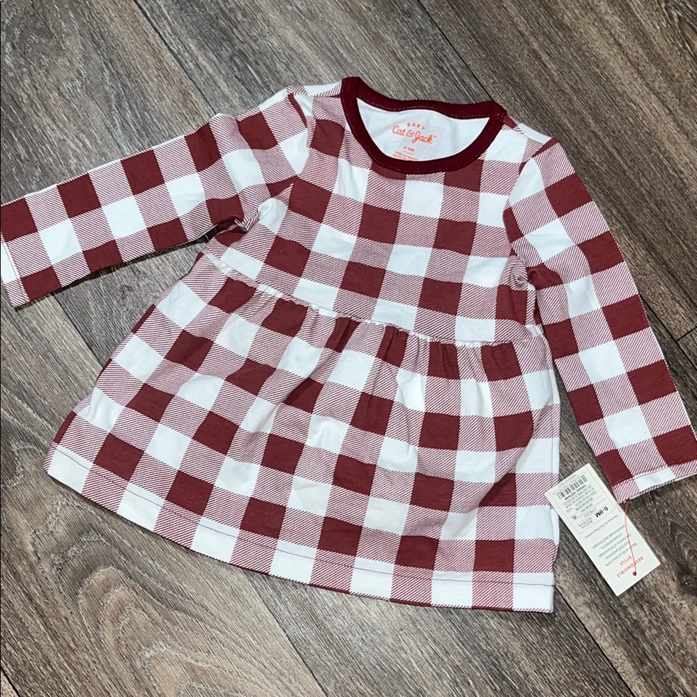 Cat & Jack Burgundy and White Plaid Dress